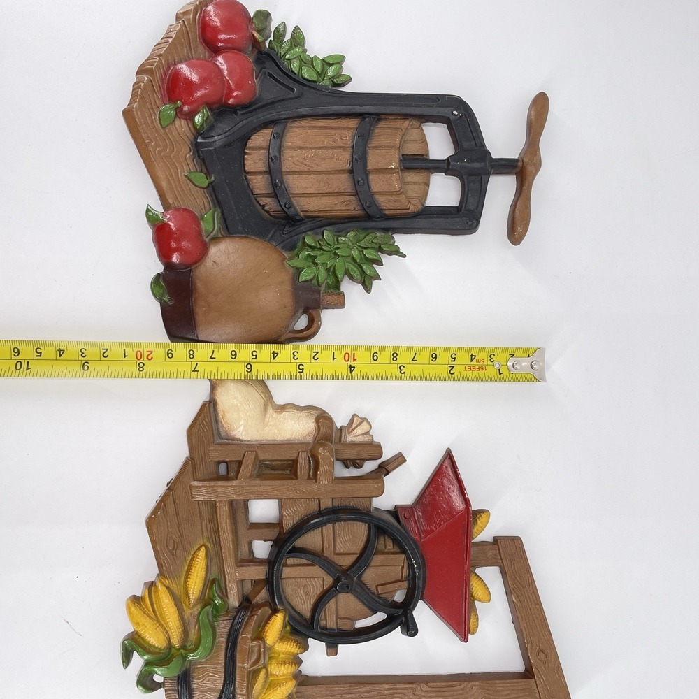 Vtg 1978 HOMCO Metal 2 Pc. Corn Grinder Apple Cider Press Kitchen Wall Decor 9" - Picture 12 of 12